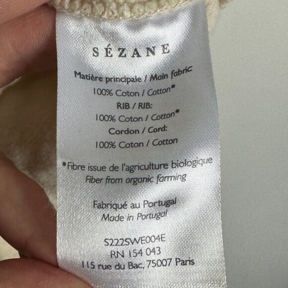 Sezane Lexi Sweatshirt Cream Hoodie Organic Cotton Size Medium French Minimalist - Picture 10 of 16
